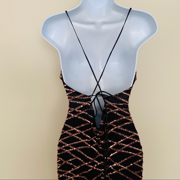 Gorgeous Formal Black and Bronze Sequin Dress - Picture 9 of 11